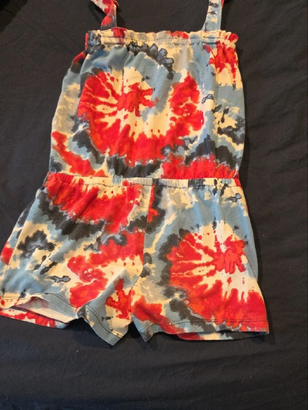 Girls Children's Place Red & Blue Tie-Dye Romper  Size 7/8